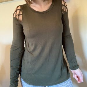 Long Sleeve Tee with Cage Detail